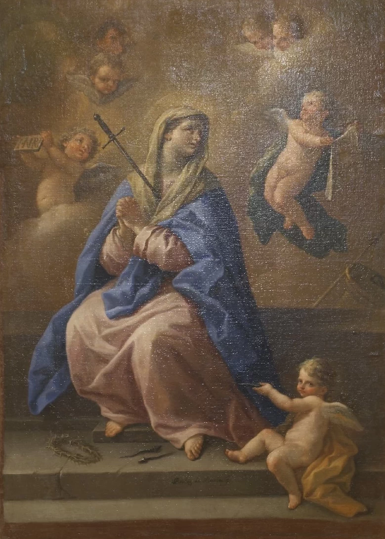 Vergine dei Sette Dolori. Madonna Addolorata con simboli della Passione - Fragneto L'abate (BN)